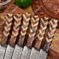 Couteau de cuisine artisanal en acier Damas forgé, motif torsadé, manche en bois pleine longueur, ultra-affûté 58 HRC, ambidextre, léger et durable