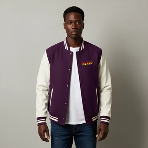 New Arrival High Quality Wool Winter <b>Jacket</b> Man Custom DTF Printed logo Canvas Front Polyester <b>Lined</b> Varsity <b>Jacket</b> For Sale - Product Image 1