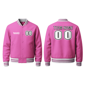 Veste universitaire unisexe, broderie personnalisée, finition satinée OEM 2025, bomber de baseball, mode streetwear, faible MOQ, marque privée, devant en toile - Product Image 1