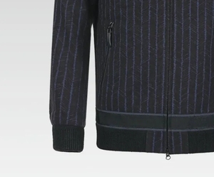 Blouson bomber rayé pour homme, col montant, mélange de laine, fermeture éclair, coupe ajustée, automne, décontracté - Product Image 4