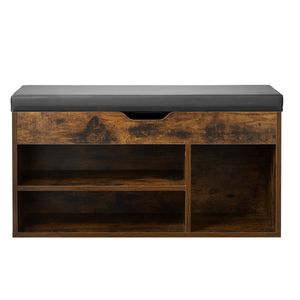 Banc à chaussures d'entrée 31,7 x 12,0 x 17,5 pouces, capacité 300 lb, avec assise rembourrée et espace de rangement relevable, organisateur de rangement intégré - Product Image 1