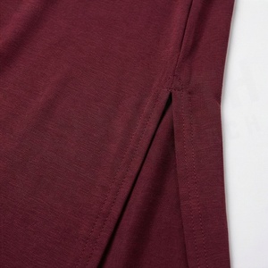 Jupe droite mi-mollet pour femme, couleur unie, taille élastique, fente latérale, en maille modal et élasthanne, style minimaliste, toutes saisons - Product Image 5