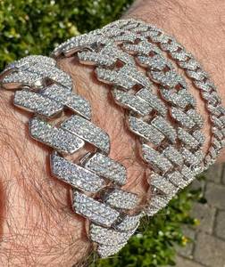 <b>Iced</b> <b>Out</b> Moissanite Diamond 925 Silver Cuban Link Bracelet Heavy <b>Chain</b> Style Hip Hop Statement Bracelet For Men Women - Product Image 1