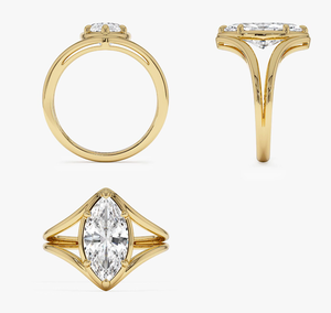Anillo Clásico de Diamante de Laboratorio con Corte Ovalado Chapado en Oro de 14K para Mujer - Regalo de Boda - Product Image 4