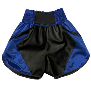 Shorts de boxe unisexe blanc et noir, en satin, respirants, séchage rapide, coupe ample, 100 % polyester, vêtements d'arts martiaux, taille adulte - Product Image 2