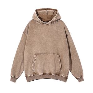 Venta al por mayor de sudaderas con capucha de los hombres de alta calidad de diseño personalizado con capucha para los hombres sudaderas 100% algodón pulóver lavado ácido único 2025 - Product Image 1