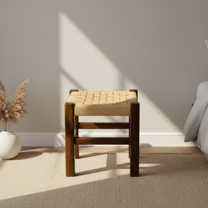 Jin Minimalist Teak Wood <b>Stool</b> Handcrafted Indoor Accent Furniture with Matte Natural Coating for Residential and Commercial Use - Product Image 6