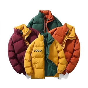 puffer <b>jacket</b> <b>Vintage</b> <b>Bomber</b> <b>Jacket</b> Stand Collar Zipper Custom Embroidery Windproof Warm Winter Men's Coat Plain Dyed Woolen - Product Image 3