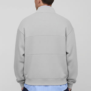 เสื้อฮู้ดแฟชั่นฤดูหนาวทรงหลวมแบบซิป ¼ ตัว ผลิตตามสั่ง OEM/ODM ปักโลโก้ตามแบบที่ต้องการ เนื้อผ้าหนา 100% - Product Image 3