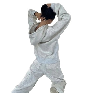 Vêtements de rue décontractés à manches longues en polaire de coton Chiffres à épaules tombantes respirants Sweats à capuche écologiques tricotés poids lourds - Product Image 2