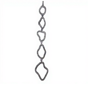 Pendentif chaîne vintage forme libre en argent sterling 925 plaqué rhodium noir avec diamant naturel taille simple pavé 110 mm - Product Image 1