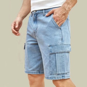 Nouveau Short en Jean Décontracté Extensible pour Homme, Taille Mi-Haute, Délavé, Respirant et Imperméable, Bleu et Noir - Product Image 5