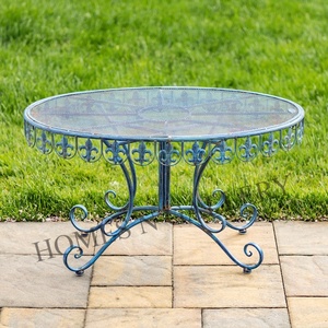 High Quality New Mosaic Design Round Shape Industrial Metal Iron Antique Finishing Plant Side <b>Table</b> Amazing Finishing From India - Product Image 5