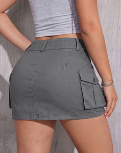 Ribbed Knit Mini Skirt for Women High Waist Casual Stretch Skater Skirt Washable Anti Pilling Spring Fall - Product Image 5