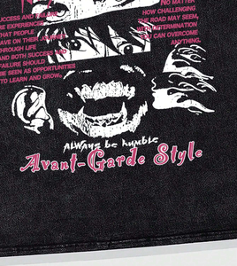 Camiseta de manga corta para hombre, estilo retro, con estampado de personajes de anime, 100% algodón, oversize, ecológica, lavada, con efecto desgastado y hombros caídos, de Ring-Mode Gears - Product Image 6
