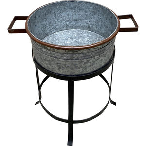Bañera Ovalada Blanca de Acero Galvanizado para Bebidas con Soporte y Asas, Enfriador Grande de Metal para Bebidas, Cubitera Vintage para Cerveza y Vino - Product Image 4