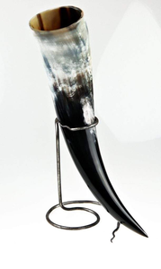 Handmade Natural Buffalo Horn Drinking Horn with Metal Stand Traditional Viking Beer Cup for Home Bar and Gift Use - Product Image 4