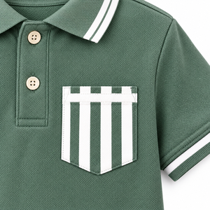 Camiseta Polo Verde para Niños, Manga Corta, Cuello con Bolsillo, Informal, Verano - Product Image 5
