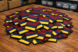 Parche Tejido Estilo DZ del Regimiento Médico de Asistencia Táctica 16 – Insignia de Paracaídas Marrón, Azul y Amarillo - Product Image 4
