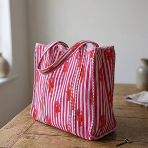 Quilted Cotton Tote Bag Handmade Eco Friendly Reusable Grocery Bag Soft Aesthetic Everyday Carry Tote At Wholesale Price - Product Image 1