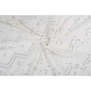 Tissu en dentelle Georgette blanc cassé teignable avec broderie géométrique, 44 pouces de large au mètre - MirrorTFAB DYE GEO 032 - Product Image 4