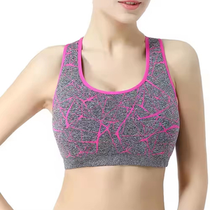 Seamless Halter Sports Bra For Women Gray With Neon Green Crackle Pattern Medium Support Yoga Wear - Product Image 5