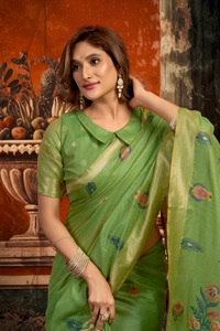 Sari indien en coton ethnique, dernière collection, design exclusif, pour mariages, fêtes et festivals, tendance, best-seller pour femmes. - Product Image 5