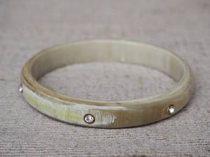 Natural Polished Buffalo Horn Bangle Bracelet with <b>Crystal</b> Studs Handmade <b>Animal</b>-Themed Minimalist Elegant Gift - Product Image 6