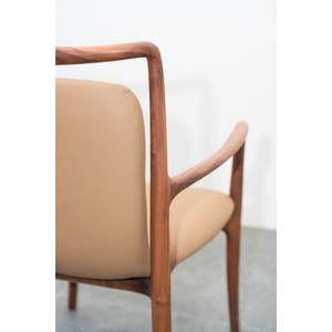 Chaise de salle à manger en bois de noyer design, assise rembourrée en cuir pleine fleur pour la maison, la cuisine, le restaurant, l'hôtel PISANO - Product Image 4