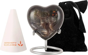 Urne funéraire en forme de cœur avec motif de rose rouge, urne décorative pour cendres d'adultes, pour cendres de femmes et d'hommes - Product Image 3