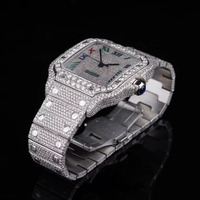 Reloj de Cuarzo Cuadrado de Lujo Vintage Seiko con Incrustaciones de Diamantes Moissanite de 40 mm, Resistente al Agua 3BAR, Esfera de Cristal de Zafiro, Números Romanos