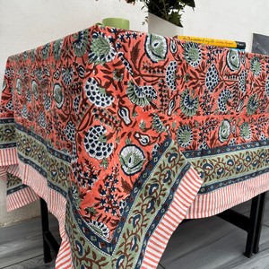 Indian Modern Handmade Premium Quality Customizable Cotton Floral Washed Printed Square Boh Creation <b>Tablecloth</b> for Home Hotel - Product Image 4