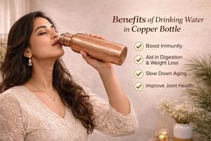 Pure Copper <b>Water</b> <b>Bottle</b> with Floral Etching Design | Leak-Proof, Jointless, <b>BPA</b>-<b>Free</b> & Non-Toxic | Ayurvedic Drinkware for Home - Product Image 4