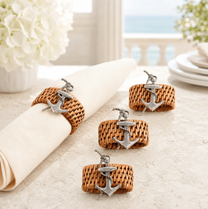 Porta servilletas de ratán de madera ligera con anillos entrelazados, ideales para cenas minimalistas, disponibles a precios de mayorista. - Product Image 6