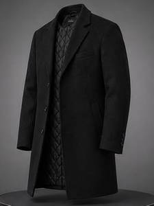 Custom Men's Premium Wool Overcoat | Winter Knee-Length Coat | <b>Quilted</b> Satin Lining | <b>Single</b> Button Closure | OEM ODM - Product Image 6