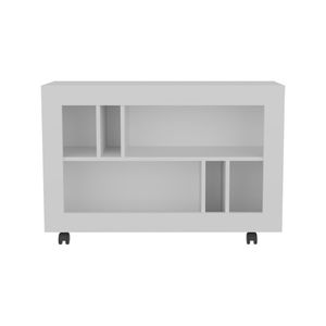 FM FURNITURE White Cowlic Console Table with <b>Open</b> <b>Storage</b> in Melamine - Product Image 2