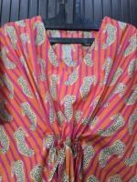 Robe Kaftan à Col en V pour Femmes Grande Taille, Coupe Ample, Longueur au Sol, Imprimé Rayé, Vêtement Casual