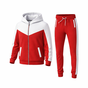 New Design Custom Men Tracksuit Red <b>White</b> Hoodie and Jogger Set Sportswear Training Suit Comfortable Gym Wear Wholesale - Product Image 1