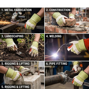 Personalized Cowhide Split <b>Leather</b> Safety Gloves Heavy Duty Soft Retardant Comfortable Double Gun Palm Heat Resistance Anti-Slip - Product Image 3