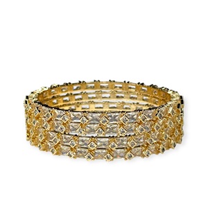 Premium 24K Gold Plated Wholesale Trendy Multi-Layer <b>Bangle</b> <b>Set</b> with Pearl Stones and Micro Stone Detailing - Product Image 2