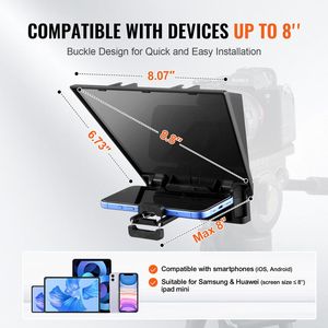 Teleprompter portatile da 8 pollici per Webcam e Smartphone apparecchiature essenziali di Live Streaming per lo Streaming in movimento - Product Image 3