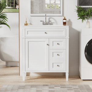 Mobile bagno moderno da 30 pollici con lavabo singolo integrato e 2 cassetti contenitore - Product Image 2