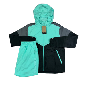 Ensemble de survêtement d'été pour homme, veste coupe-vent à capuche et short, personnalisé OEM, athlétique, séchage rapide, léger et confortable toute la journée - Product Image 1