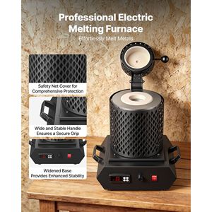Forno per Fusione dell'Oro da 1350W per Uso Domestico con Controllo Digitale PID 2102F, Crogioli in Ceramica da 1 Kg e 3 Kg, Guanto Isolante - Product Image 2