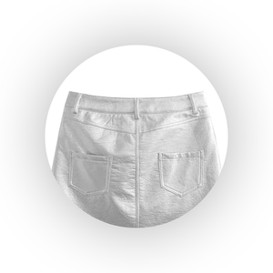 Jupe en cuir véritable pour femme, style mini, blanc uni, grande taille personnalisée, vente en gros d'usine, dernière collection, offre spéciale - Product Image 3