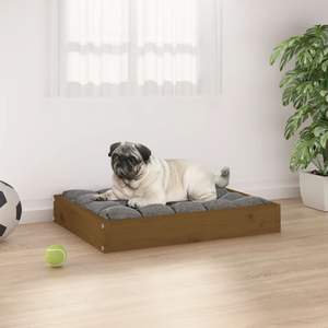 Petit lit pour chien durable en bois de pin massif brun miel - Product Image 1