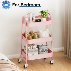 Carrello portaoggetti mobile a 3 ripiani in metallo con ruote bloccabili, soluzione organizzativa per soggiorno e ufficio - Product Image 6