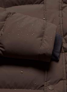 Men's Brown <b>Quilted</b> Puffer Jacket Hooded Stand Collar <b>Thick</b> Autumn Casual Outerwear Solid Color Waterproof Polyester Fiber - Product Image 5