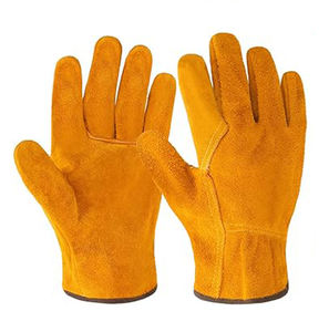 Gants de sécurité pour conducteurs en cuir de vache véritable pour hommes, gants de travail résistants aux coupures, gants de conduite robustes, gants de sport d'extérieur - Product Image 1