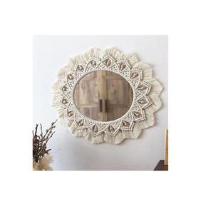 กระจกตกแต่งผนังทรงกลมสไตล์โบโฮคุณภาพสูง พร้อมพู่ห้อยมาคราเม่ เหมาะสำหรับตกแต่งบ้าน โรงแรม โฮมสเตย์ รีสอร์ท และอื่นๆ - Product Image 4